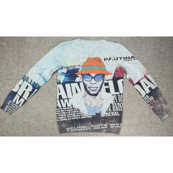 Just Cavalli Rare Mos Def Yasiin Bey‎ 100% Wool Long Sleeve Sweater Size Medium